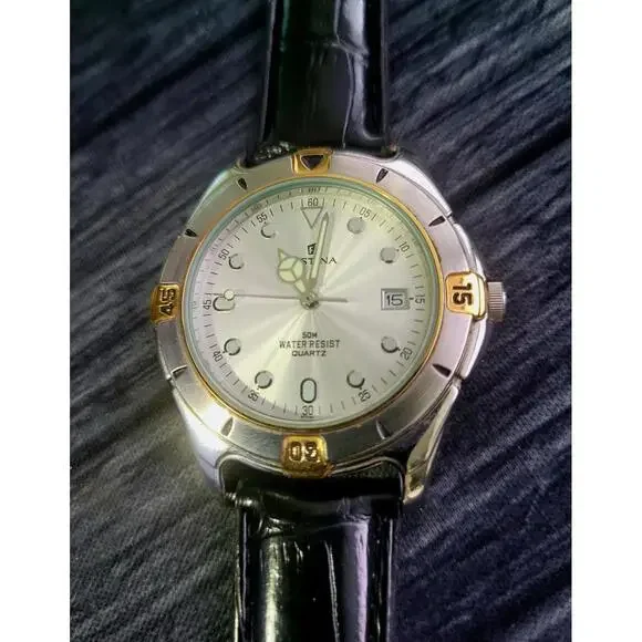 Rare Vintage Festina Vera Pelle Swiss 6077 Diver Mens Watch